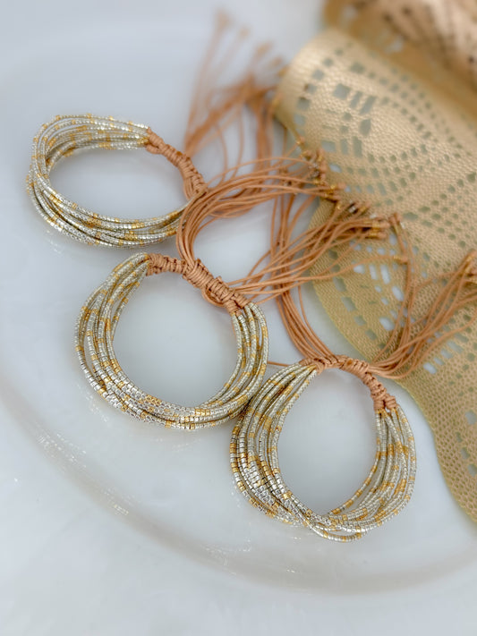 Pulsera Miyuki Plata-Oro Metalizadas