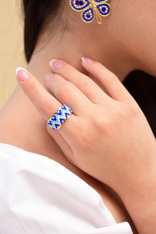 Anillo Miyuki Azul pequeño