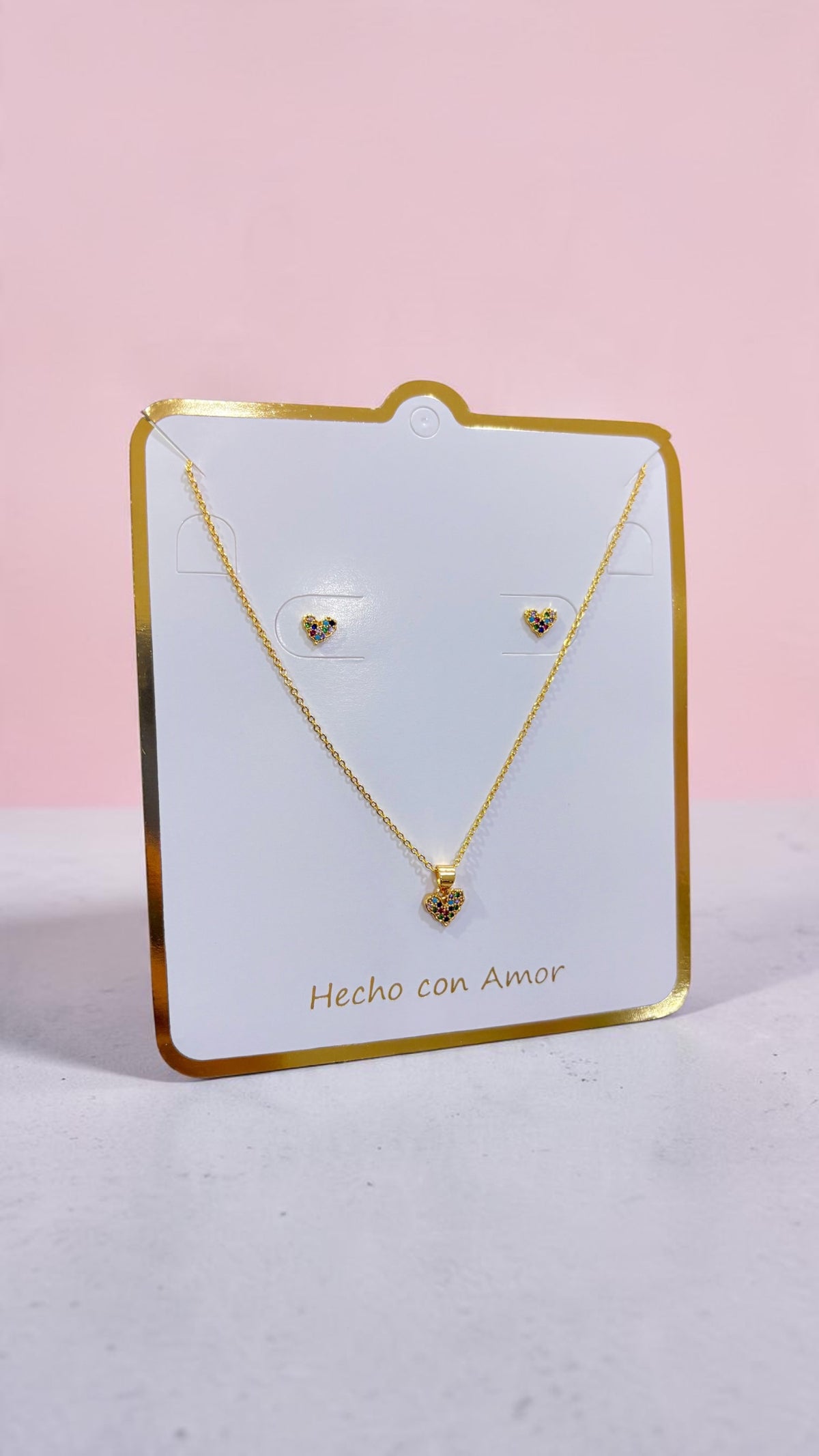 Dúo Set Corazón Colores Rodio