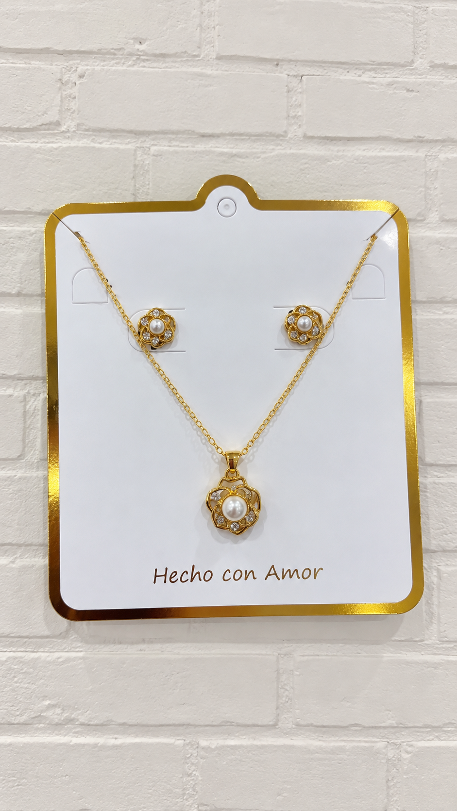 Dúo Set Flor Perlas Rodio